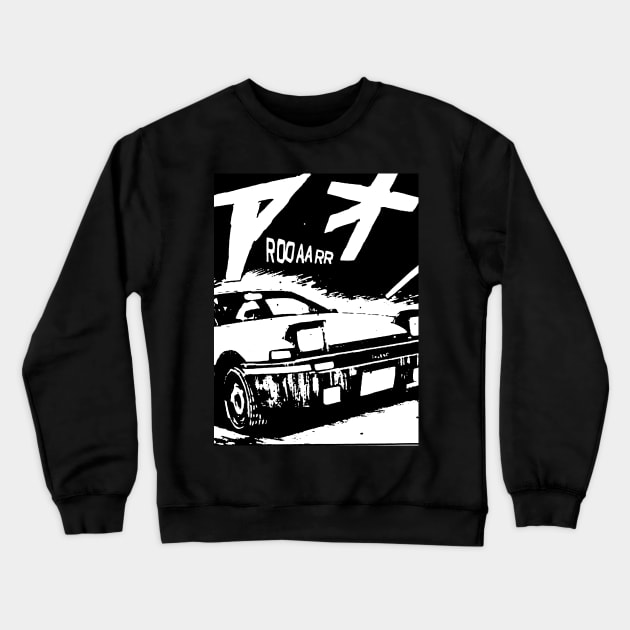 JDM AE86 Japanese Drift Racer Drifting Car Anime Manga Eurobeat Intensifies Aesthetic Crewneck Sweatshirt by Neon Bang Bang